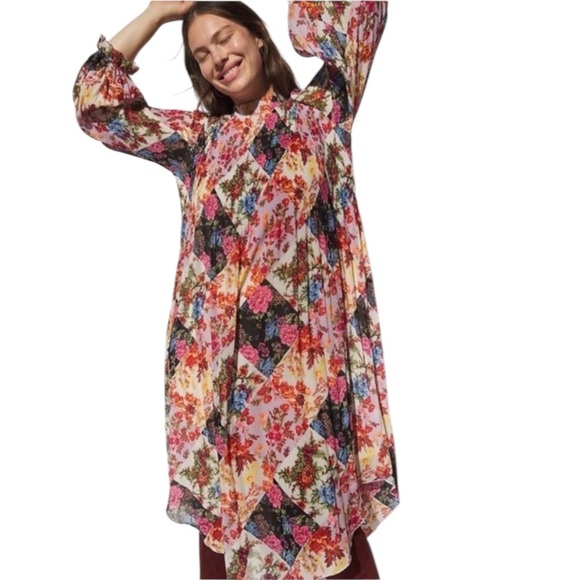 Anthropologie Shara Floral Pleated Midi Dress Size XS - Picture 1 of 15
